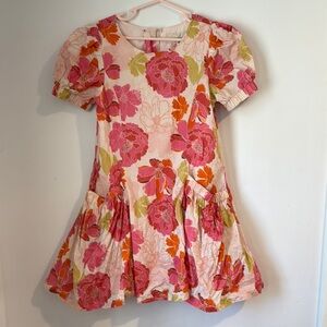 Peek Pink and Red Floral Puff Sleeve Dress